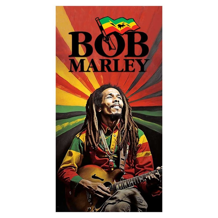 Хавлия за плаж Кингтекс Bob Marley, 70x140см, 60% памук 40% полиестер, Многоцветно