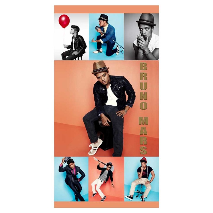 Хавлия за плаж Кингтекс Bruno Mars, 70x140см, 60% памук 40% полиестер, Многоцветно