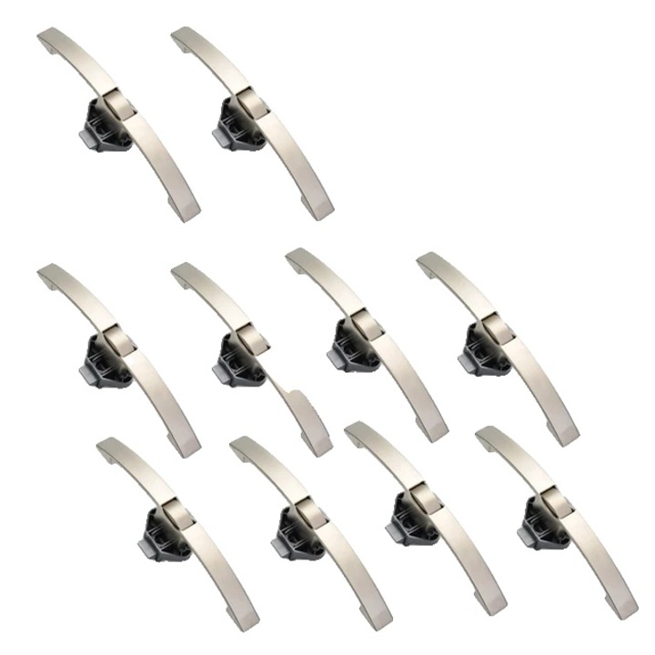 Set 10 broaste pentru mobila, fara cheie, buton push, nichel perlat, 160mm