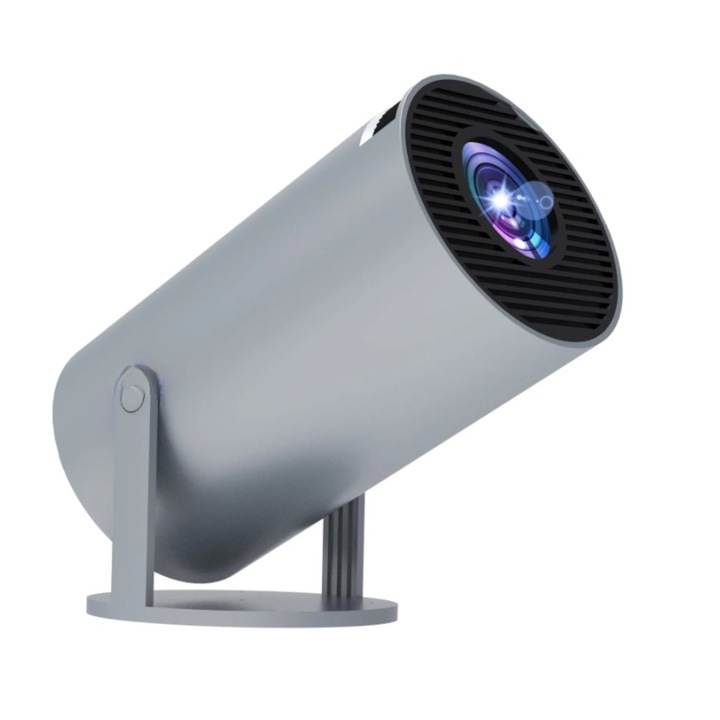 Интелигентен 4K преносим видео проектор, IMODIX, Wi-Fi, Bluetooth, 120 Ansi Lumens, Full HD 1080P, Android 11.0 операционна система, HDMI, USB, Screen Mirroring за Android/IOS, четириядрен процесор ARM Cortex A53, Сив