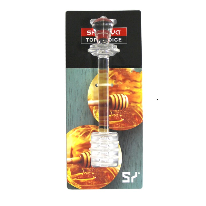 Лъжица за мед Shengya, Акрил, Прозрачен, 3х14см, F2035