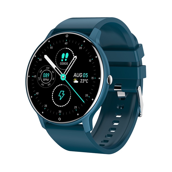 Часовник Smartwatch SolMi SolMi ZL02C Pro 2024, за спорт и ежедневие, силиконова каишка, Водоустойчив IP67, приложение JYouPro, Blue