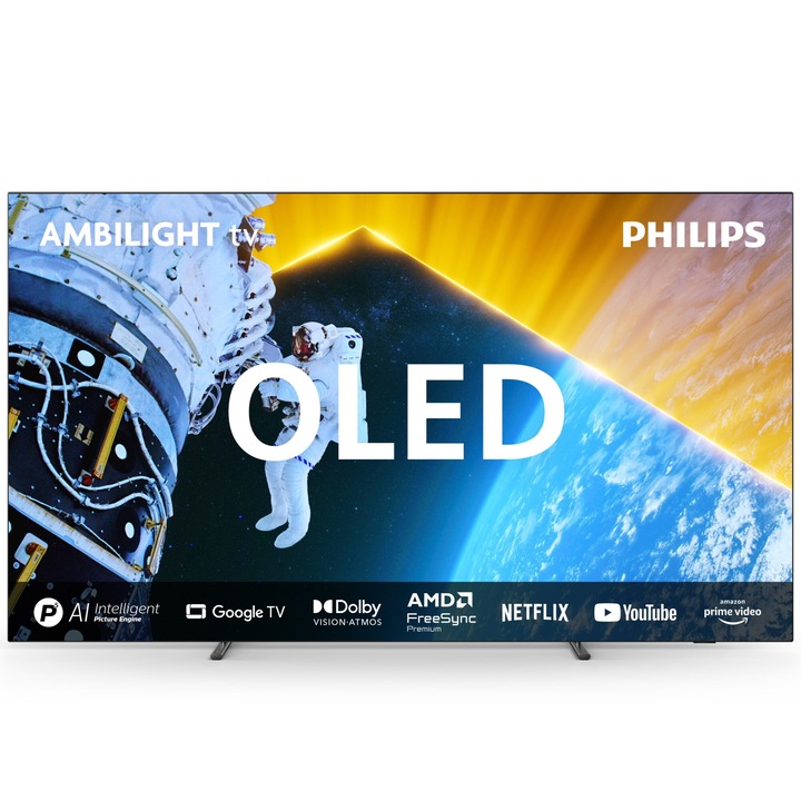 Телевизор Philips AMBILIGHT tv OLED 77OLED819, 77" (194 см), Google TV, Ultra HD 4K, 100Hz, Клас G (Модел 2024)