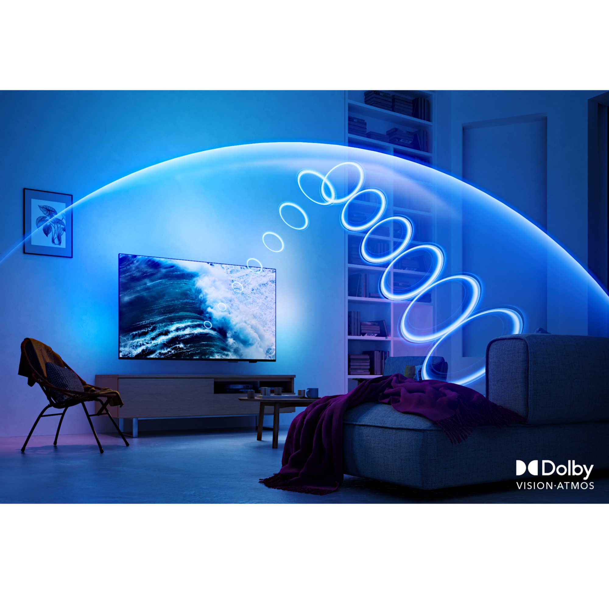 Televizor Philips AMBILIGHT tv OLED+ 55OLED909, 139 cm, Google TV, Ultra HD 4K, 100Hz, Clasa G (Model 2024)