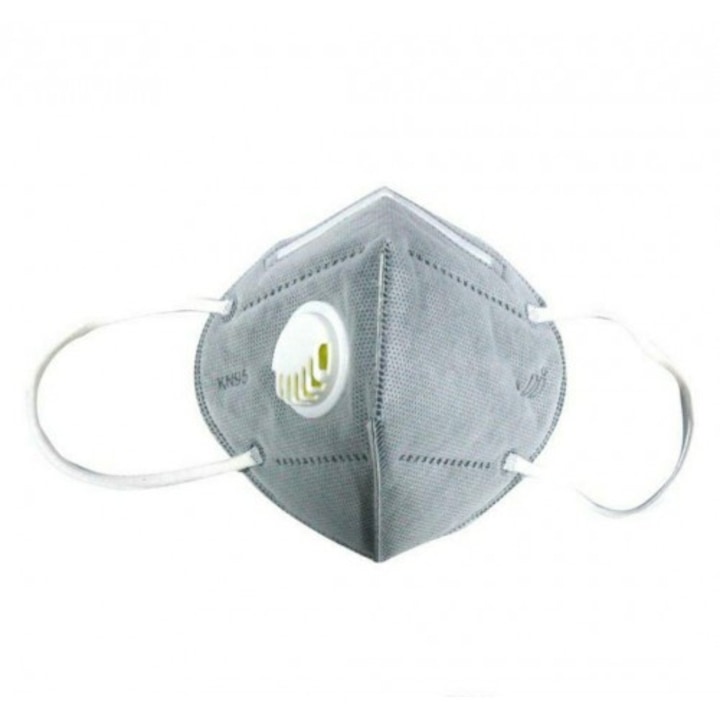 Предпазна маска Planet Tech PM 2.5, KN95 - FFP2 за многократна употреба против мръсен въздух, вируси и бактерии, Сив
