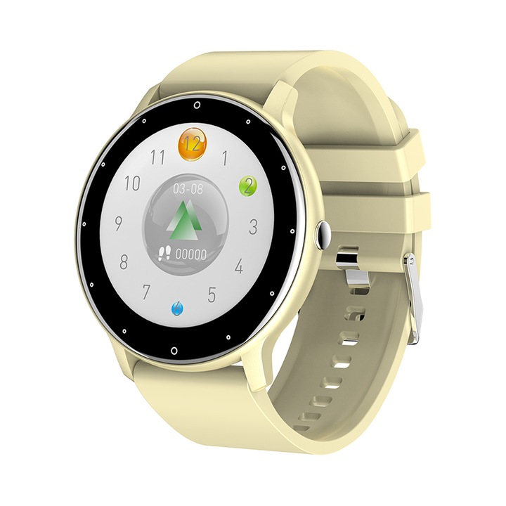 Часовник Smartwatch SolMi SolMi ZL02C Pro 2024, за спорт и ежедневие, силиконова каишка, Водоустойчив IP67, приложение JYouPro, Gold