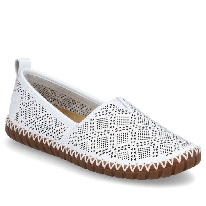 Rieker Rieker női lyukacsos bebújós fehér félcipő M2851-80