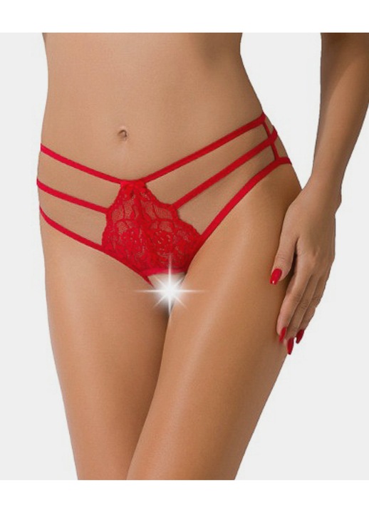 Szexi fehérnemű Passion Otilla, nyitott, csipke, piros, L/XL