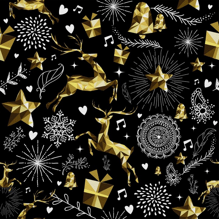 Material textil, Ren, craciun, Poliester 100%, 210g/pm, Dimensiune: 100cm x 155cm