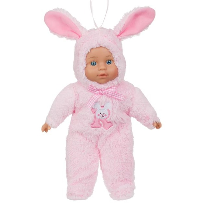 Baba öltözött rózsaszín nyúl 34cm