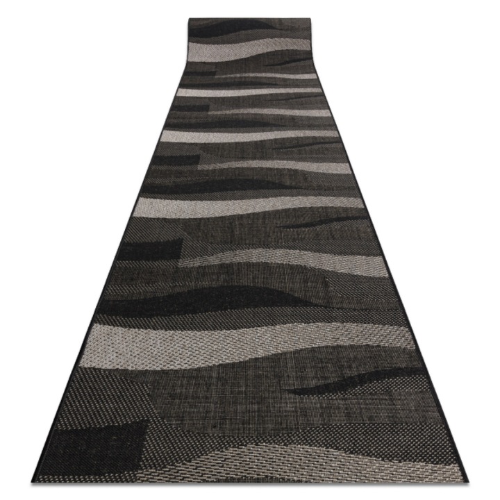 Dywany Łuszczów Sizal futó szőnyeg FLOORLUX minta 20212 fekete / ezüst 120 cm, 120x890 cm