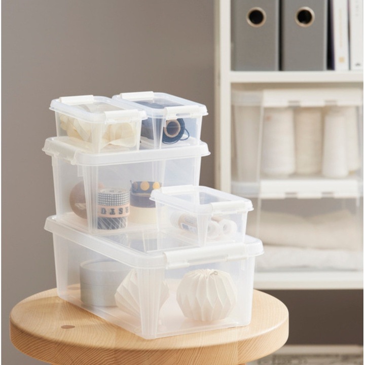 Cutie depozitare si organizare, cu capac, SmartStore Home 10, Plastic fara BPA, Transparent, 34x25x16 cm