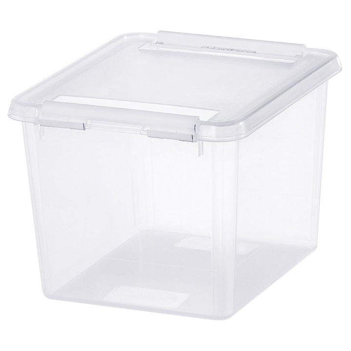 Tároló és rendszerező doboz, tetővel, SmartStore Home 3, BPA-mentes műanyag, Átlátszó, 21x17x15 cm
