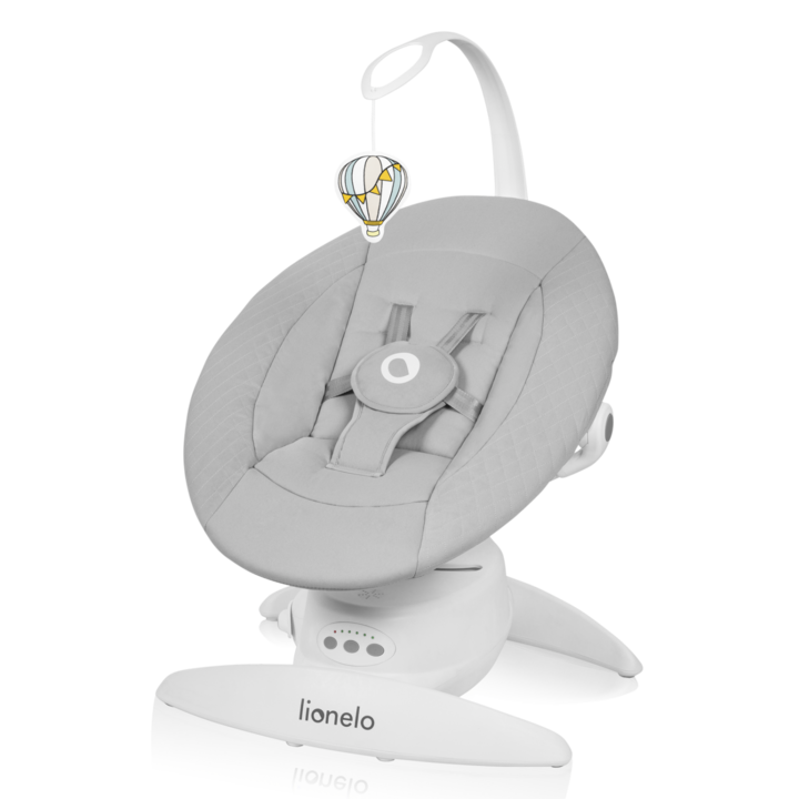 Люлеещ се стол, Lionelo, Iris, 2 в 1, Въртене на 360 градуса, Електрически, С 3 режима на люлеене, С 5 степени на скорост, С 3 позиции на наклон, До 9 кг, Сив