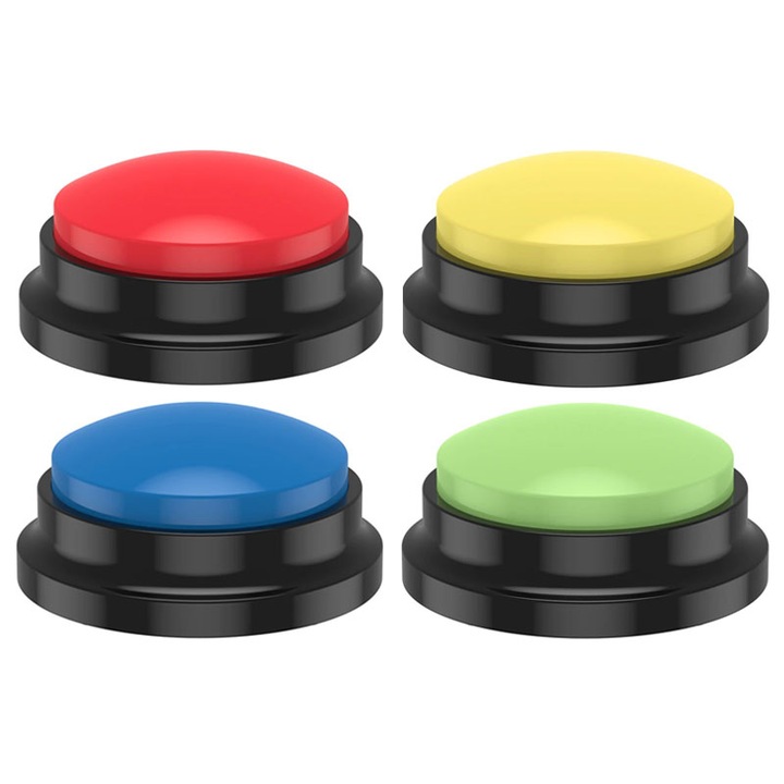 Set 4 butoane dresaj caini NEXTLY, inregistrare voce, personalizabile, dezvoltarea abilitatii de comunicare, interactiune personalizata si antrenament interactiv cu animalele de companie