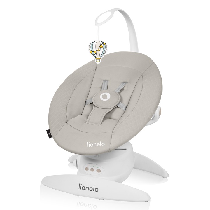 Balansoar, Lionelo, Iris, 2 in 1, Rotire 360 grade, Electric, Cu 3 moduri de leganare, Cu 5 trepte de viteza, Cu 3 pozitii de inclinare, Pana la 9 kg, Bej
