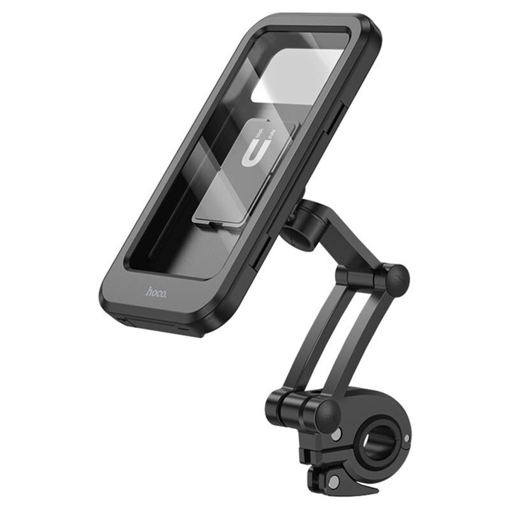 Suport bicicleta pentru telefon, IPX4, CA101, cu prindere magnetica telefon, Rider, diagonala maxima 4.5-7", 145x100x195mm, ABS, Negru
