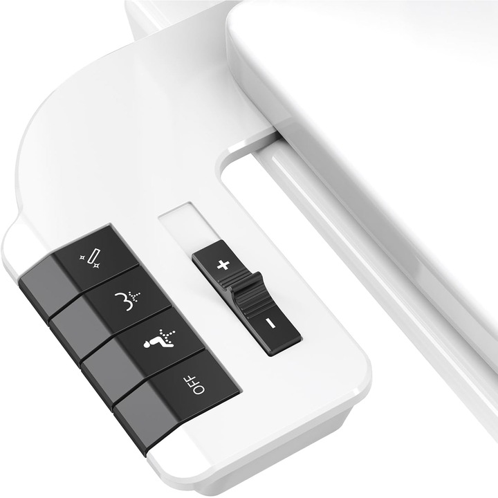 Самопочистваща се тоалетна с биде, тънка, неелектрическа, контрол на налягането, за лична хигиена, с измиване, студена вода, двойни дюзи, бяла