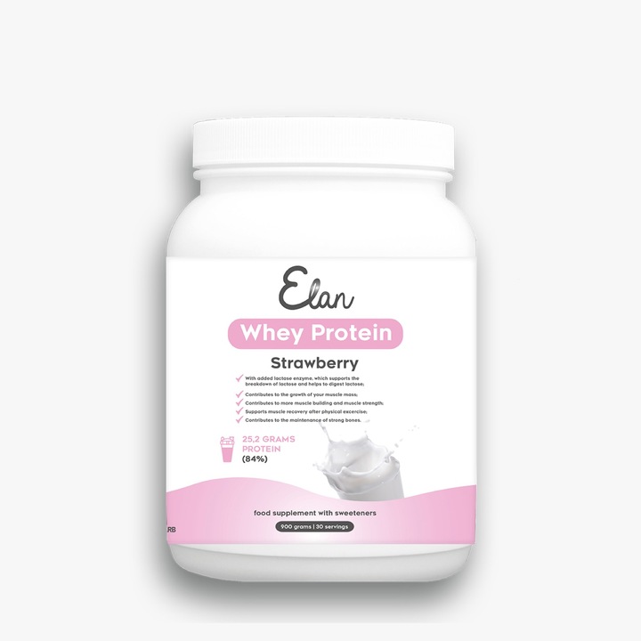 Pudra Proteica din zer | Capsuni | 900 grame | 30 portii