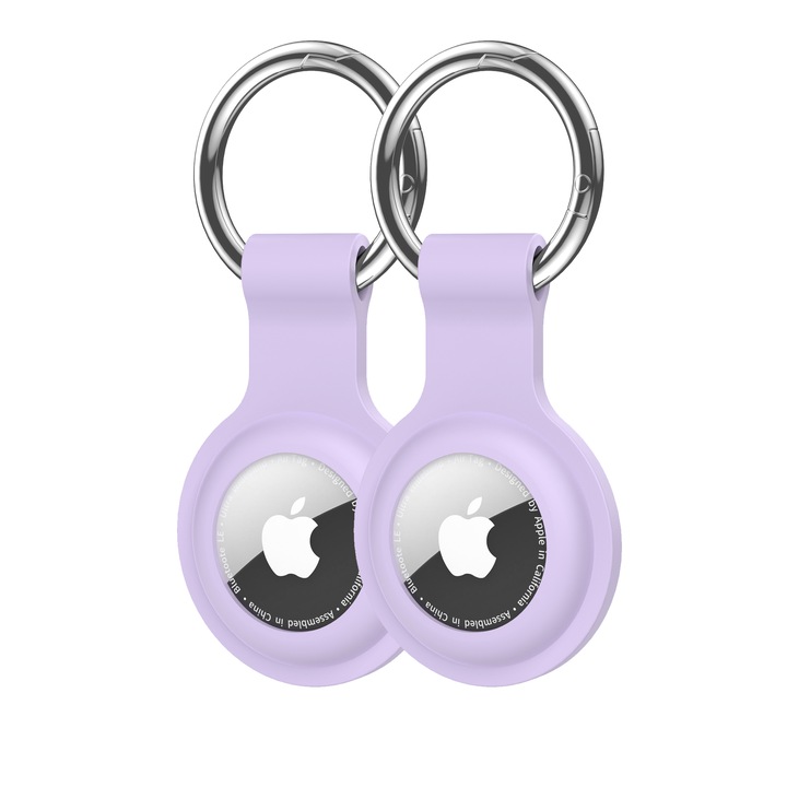 Set 2 Huse pentru AirTag, ZIKQEUID, Silicon, Rezistente la Socuri, cu Inel Cheie, Mov