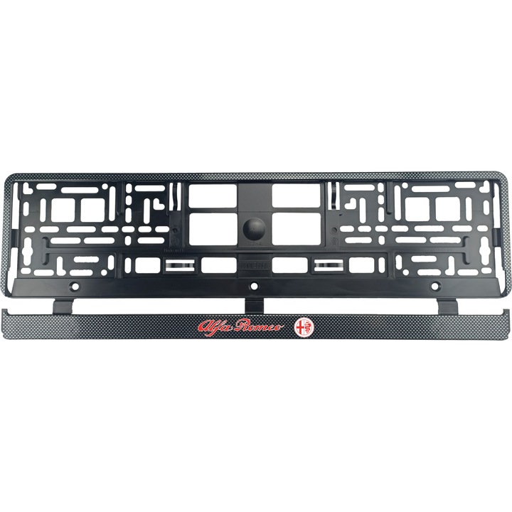 Set 2 bucati, suport numar inmatriculare Carbon, Alfa Romeo red
