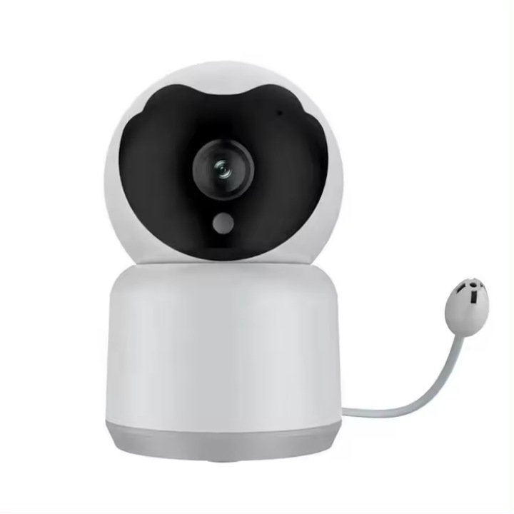 Безжична камера за видеонаблюдение 3 MP Full HD, Използване на бебефон, Съвместим с Smart Life/Tuya, Гледане със смартфон, Сензор за движение, Температура и шум, Нощно виждане, Приспивни песни, Напомняне за хранене, Завъртане/Накланяне на 360 градуса