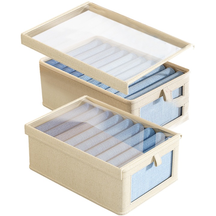 Комплект от 2 органайзера WALALLA, сгъваем шкаф, водоустойчив, бежов, 40x27x17см