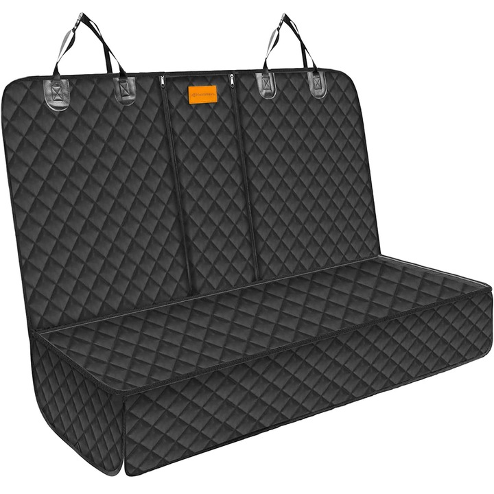 Husa scaune auto pentru transport animale NextWave®️, universala, caini si pisici, taxi, ride sharing, ofera protectie bancheta spate, impermeabila, antialunecare, 123 cm, neagra