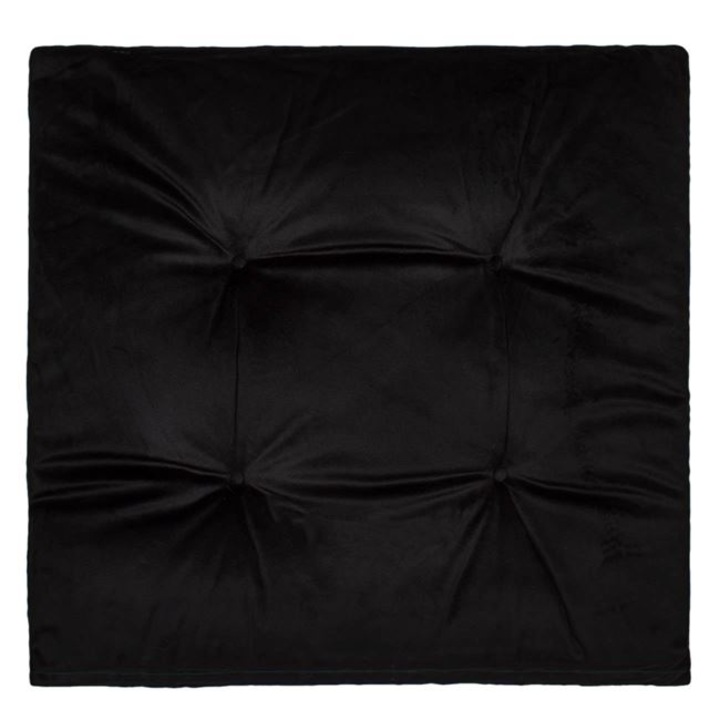 Черна кадифена декоративна възглавница за седалка