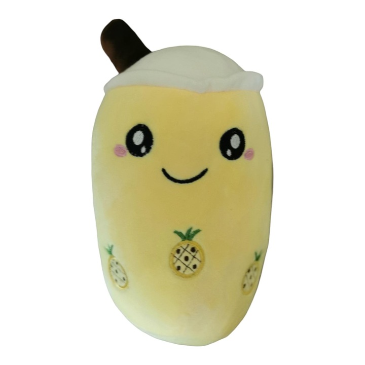 Jucarie de plus Boba milk tea, 24cm, galben