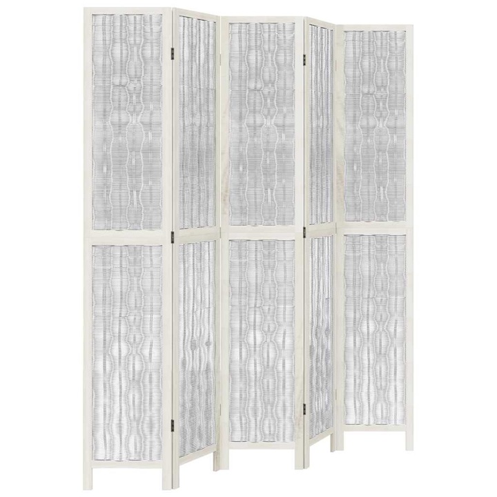 vidaXL 5 paneles fehér tömör császárfa térelválasztó 358680