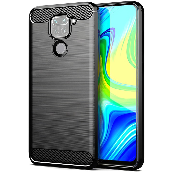 Husa pentru Xiaomi Redmi Note 9, Carbon, Precision Fit, U147, Neagra