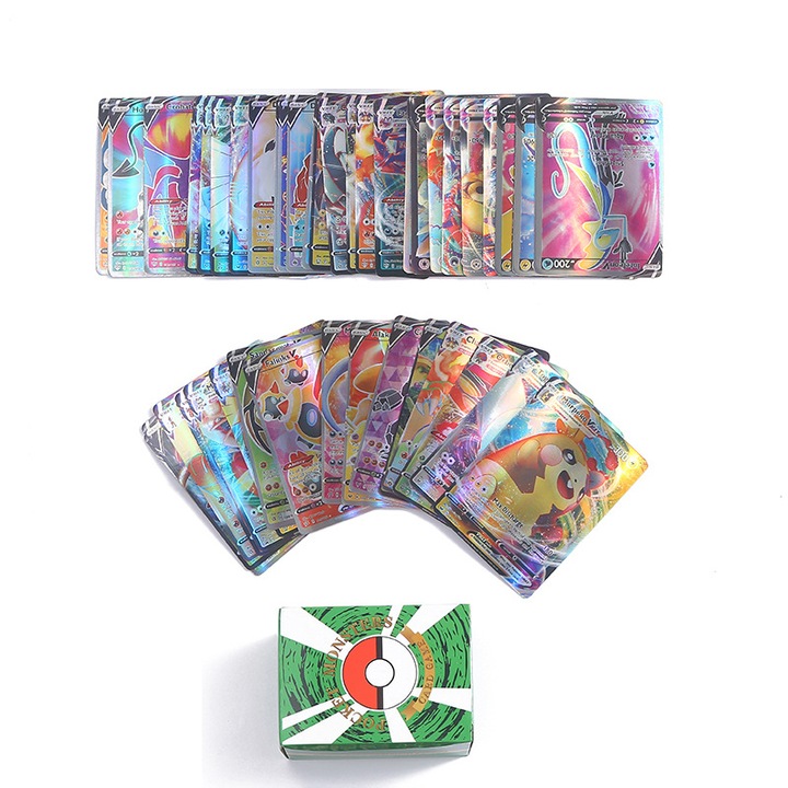 Set de jocuri de masa, 100 de carti de colectie, carti Pokemon, portabile, multicolore, peste 6