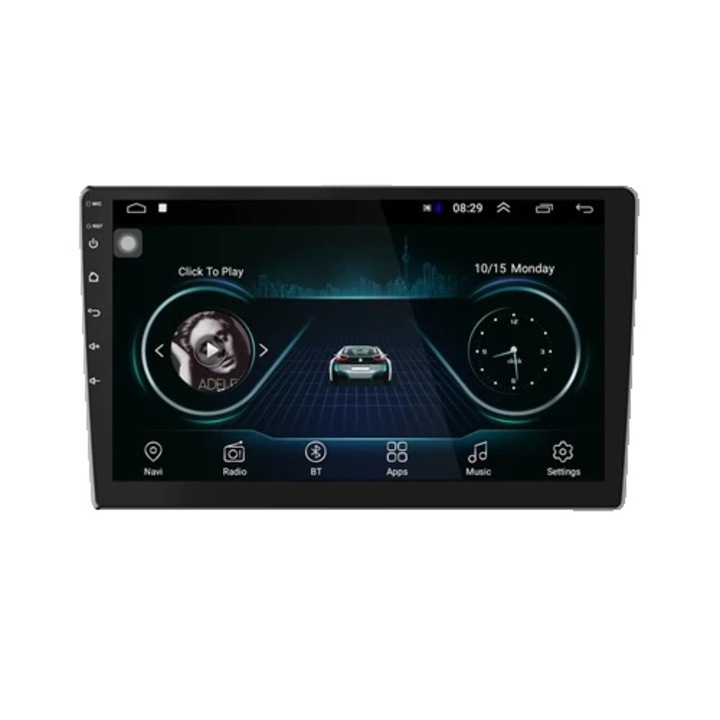 Мултимедиен плеър за кола, 9-инчов екран с 4 светодиода, GPS навигация, Bluetooth свързаност, поддръжка на камера за задно виждане, 1GB RAM + 16GB ROM