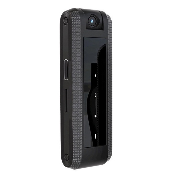 Скрита камера JESWO, 1080P HD запис, инфрачервено нощно виждане, въртящ се на 180° обектив, 32 GB, черен, 8,6x2,9 cm