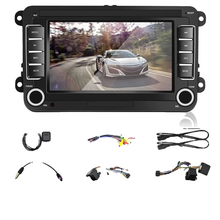 Мултимедиен плеър с GPS за автомобил, Управление от волана, Bluetooth, 7 инчов екран, Android 8.1