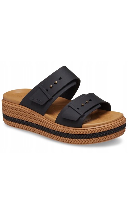 Slapi Femei, Crocs, Brooklyn Woven Buckle 209978, Negru, Negru, 37-38