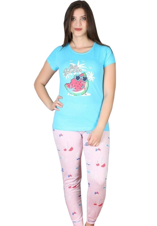 2Pijama Dama Suprem UraMag, 100% Pamut, 2 reszes,, Graffiti kék