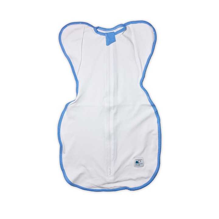 Sistem de infasat, tip Swaddle, cu fermoar dublu 0-4luni, albastru