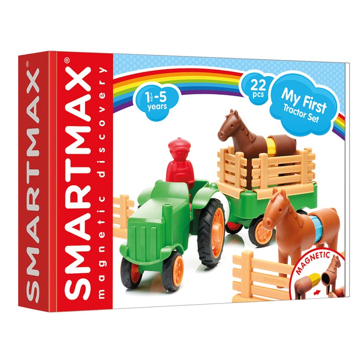 Магнитна игра Smart Max - Моят първи трактор, 22 бр