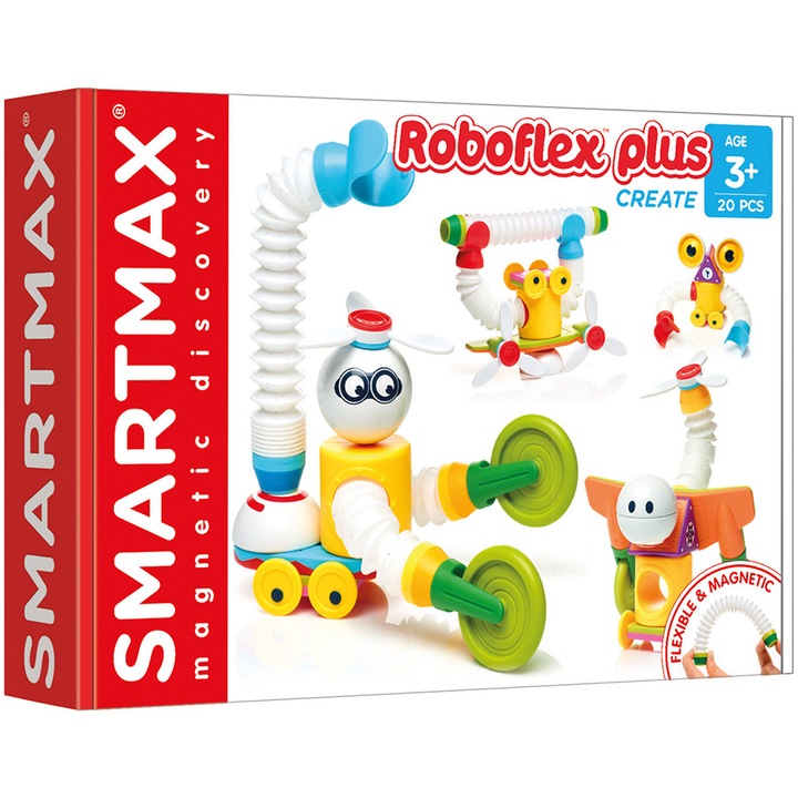 Joc magnetic Smart Max - Roboflex Plus, Roboti flexibili, 20 piese