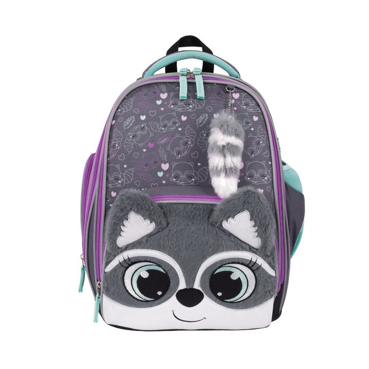 Bambino - Mosómedvés ergonomikus iskolatáska, hátizsák - 2 rekeszes - Racoon (663659)