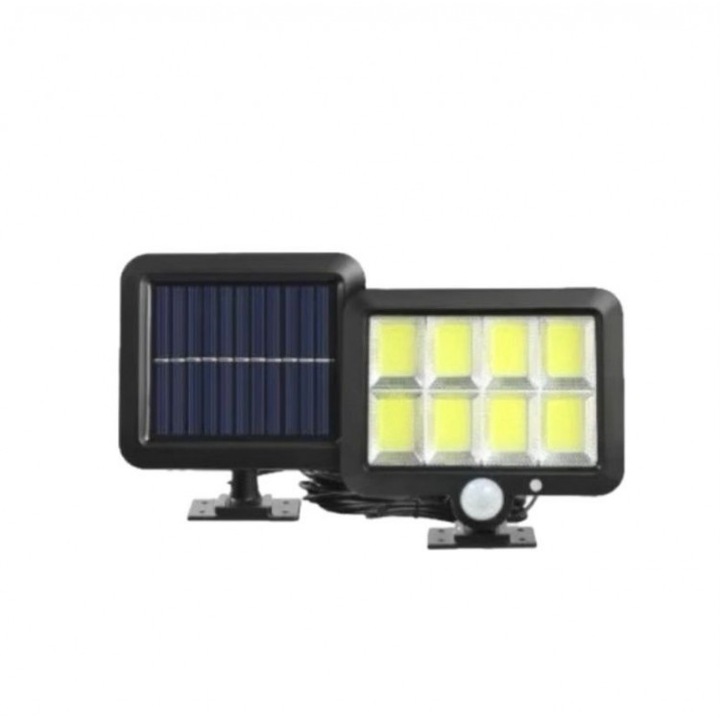Соларна лампа, със сензор за движение и 8 LED лампи, черен цвят