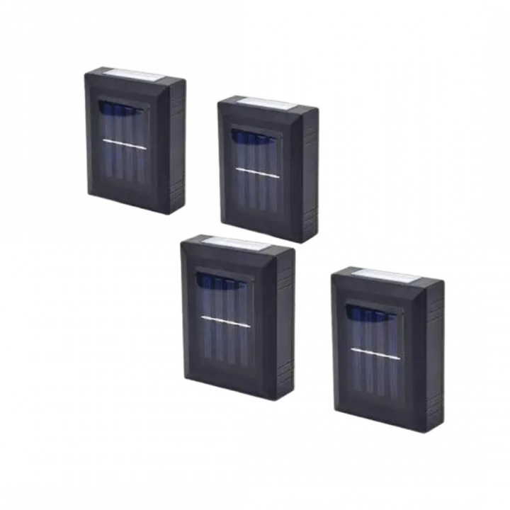 Комплект от 4 части-Соларна лампа с 2 диода горе и долу цвят черен