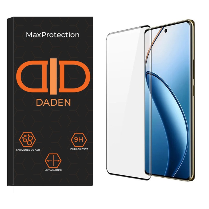 Стъклено фолио за Realme 12 Pro / 12 Pro Plus Daden MaxProtection, пълно покритие, професионална защита, ултра устойчиво, първокласно качество
