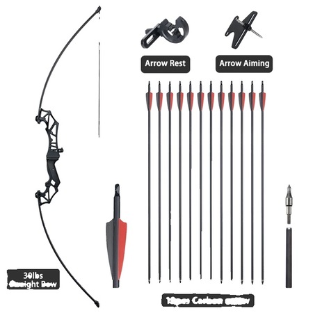 Ensemble Arc De Chasse Récurvé 57" D&Q - 60-70 Lbs, Pour Droitier, Noir