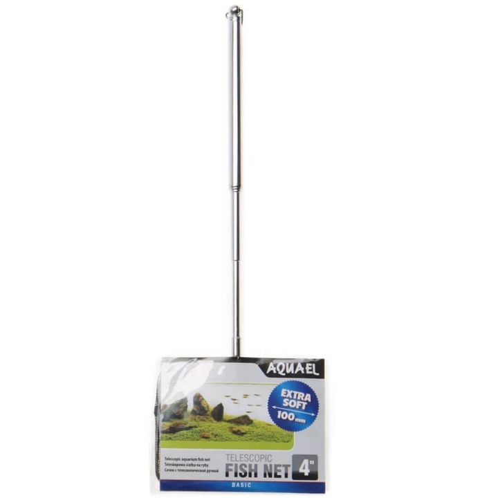 Plasa telescopica pentru acvariu Aquael, 10x7.5cm, maner reglabil, inox