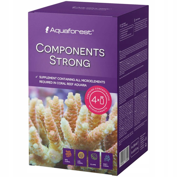 Aquaforest Components Erős Tápanyagkiegészítő Készlet, 4x250ml, Tengeri Akváriumokhoz