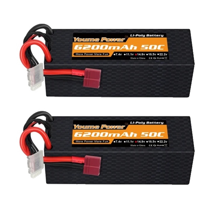 Baterie Lipo, 4S 6200mAh 60C, conectori T Deans/XT60, multicolor