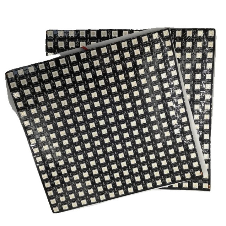 Set 2 Panouri LED Flexibile, 16x16 Pixeli, Luminozitate Reglabila, Negru, 5V